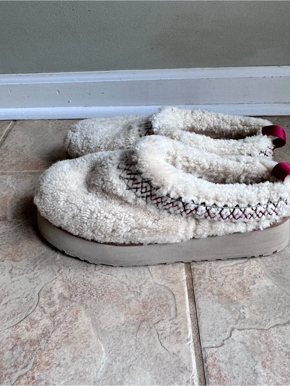 Ugg Tazz Slipper Heritage Braid Fluffy Curly Sheepskin Natural
